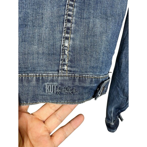 Kut From‎ the Kloth Amelia Blue Denim Jean Jacket, Women Sz Small Med Wash - Picture 7 of 12